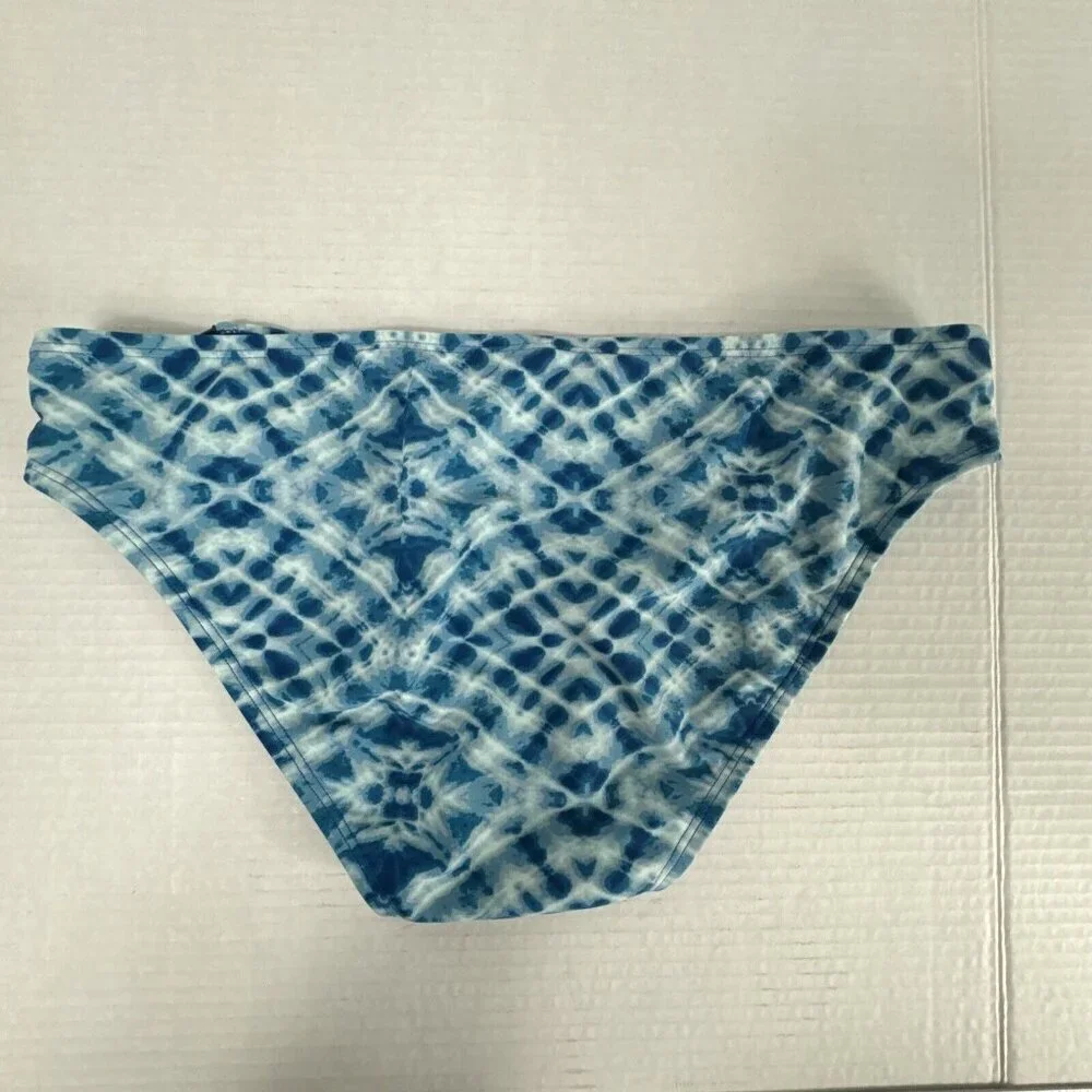Urbanology Women's L Strappy Side Bikini Swim Bottom Blue White‎ NWT